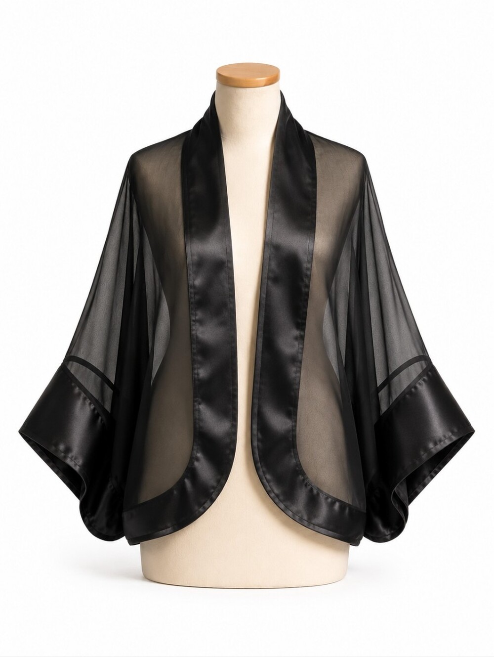 Chloe Dao Black Silk Chiffon Cardigan Jacket One Size - Evening Party Formal